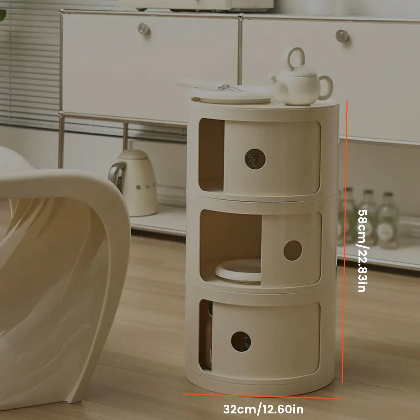 Podofo Round Bedside Cabinet Table Nordic Plastic For Bedroom Table Nightstand Storage Locker Portable Nightstands Furniture