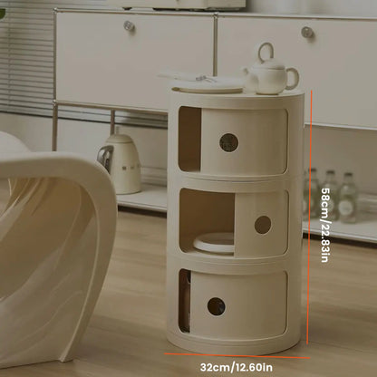 Podofo Round Bedside Cabinet Table Nordic Plastic For Bedroom Table Nightstand Storage Locker Portable Nightstands Furniture