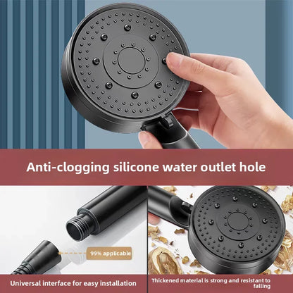 Black 5 Modes Shower Head Adjustable High Pressure Water Saving Shower Head Water Massage Shower Head Bathroom Accessories