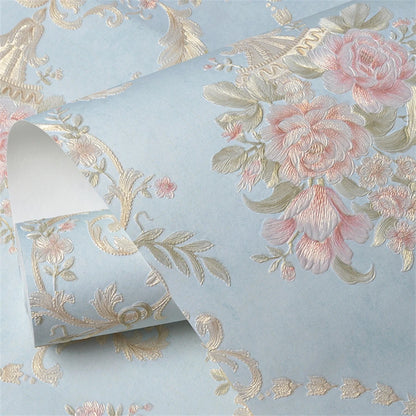 European wallpaper self-adhesive pastoral flower luxury wall stickers self-adhesive bedroom living room home background wall wal
