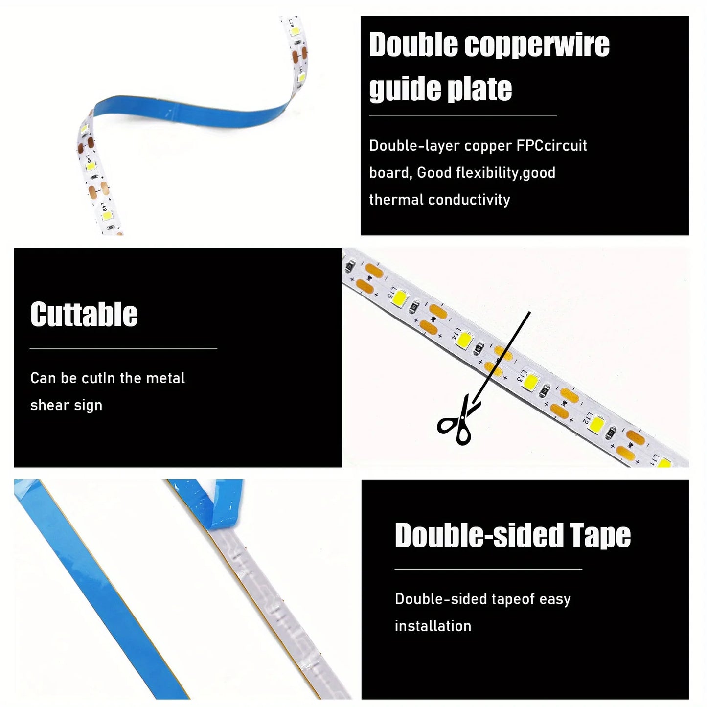LED Strip Lights 5V White/Warm White Flexible LED Light,can be pasted,cuttable Home Decor Lamp for TV Backlight Cabinet Lighting