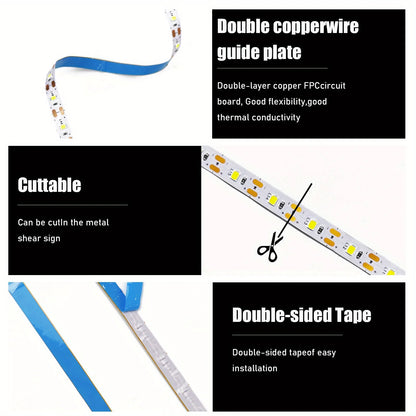 LED Strip Lights 5V White/Warm White Flexible LED Light,can be pasted,cuttable Home Decor Lamp for TV Backlight Cabinet Lighting
