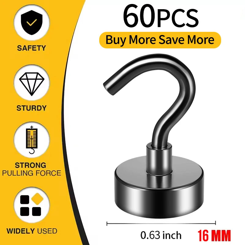 Black Magnetic Hooks, 25Lbs Strong Heavy Duty Cruise Magnet S-Hooks for  Hanging, Cabins, Grill, Kitchen, Garage, Workplac