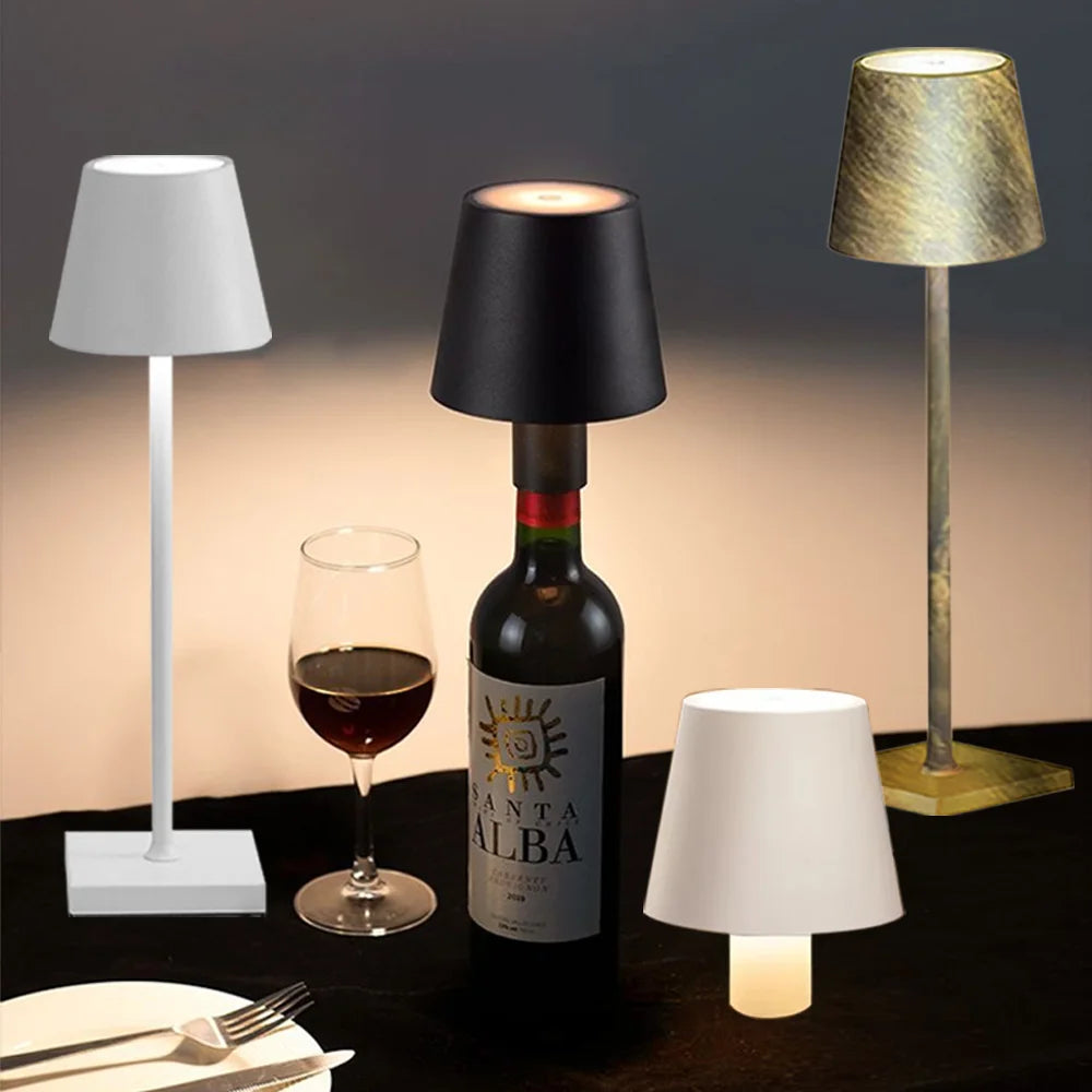 Wireless Wine Bottle Lamp USB Rechargeable Table Light Touch Control Dimming LED Table Lamp for Bar Club Cafe Atmosphere Decor