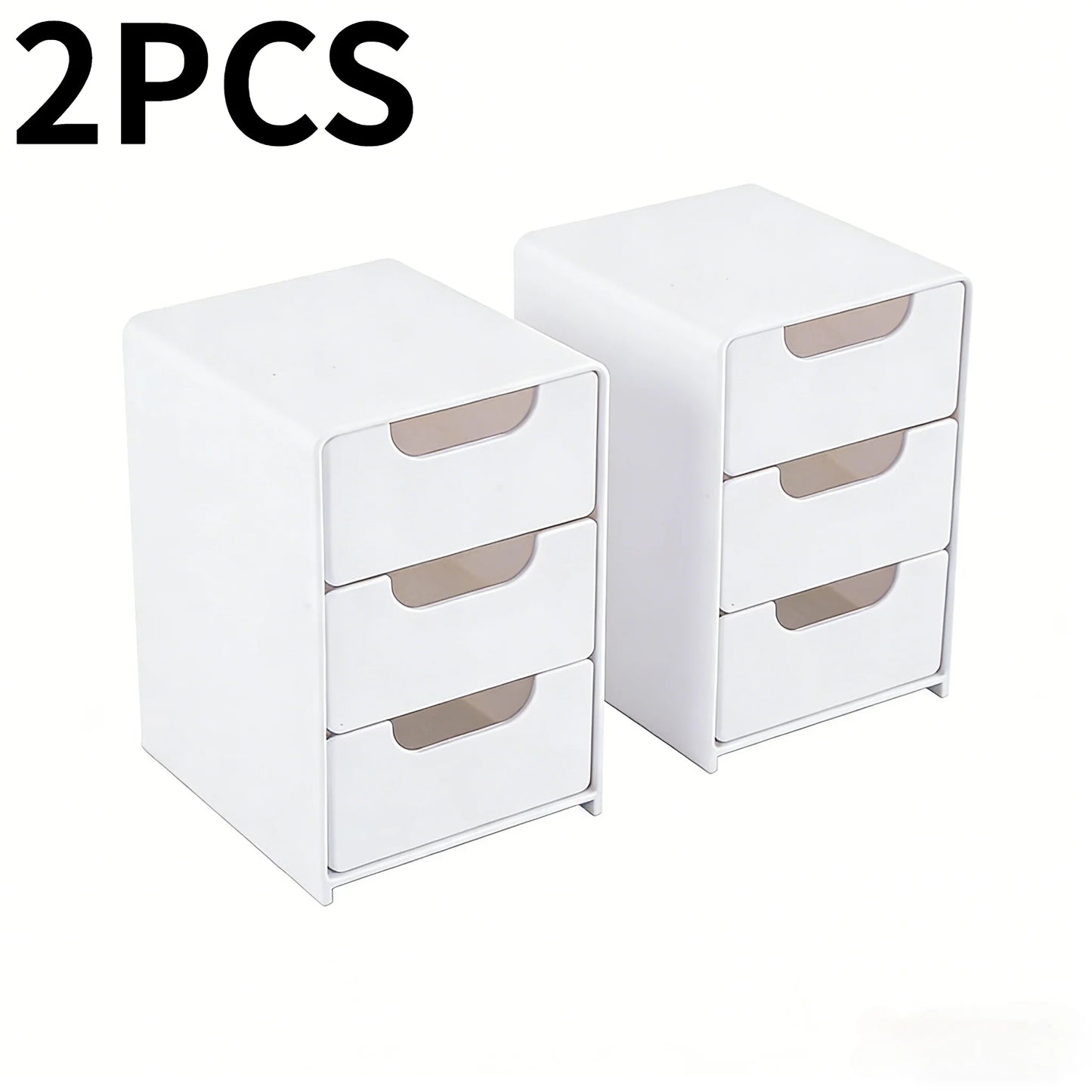 Multi-functional Drawer-style Storage Box 3-Tier Desktop Cosmetic Jewelry Organizer Office Snack Storage Box Portable Cabinet