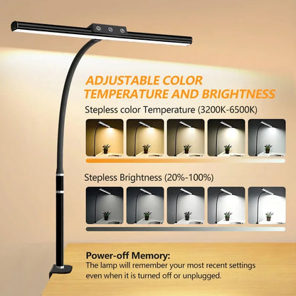 Home LED Eye-Caring Architect Desk Lamp No Flicker Flexible Gooseneck Dimmable Office PC Screen USB Table Light for Reading Work