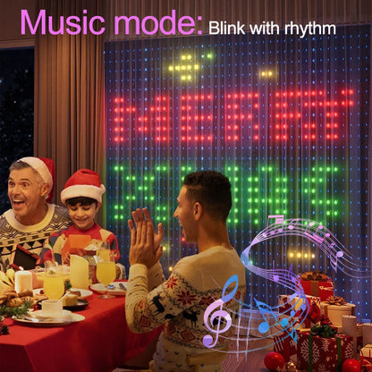 Smart LED Curtain Lights with DIY Pattern ,WiFi Window Fairy Light Outdoor Christmas String Lights for New Year Home Decor Gift