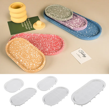 Oval Tray Cement Silicone Mold DIY Jewelry Display Panel Mould Concrete Plaster Resin Crystal Storage Coaster Molds Home Decor