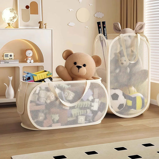 Children's Toys Storage Basket Large Capacity Laundry Basket Multifunctional Children's Dolls Breathable Storage Basket Mesh Bag