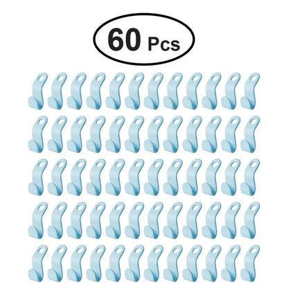60pcs/set Plastics Hanger Connection Hook Stackable Space Saving Storage Multifunctional Hanging Clothes Rack