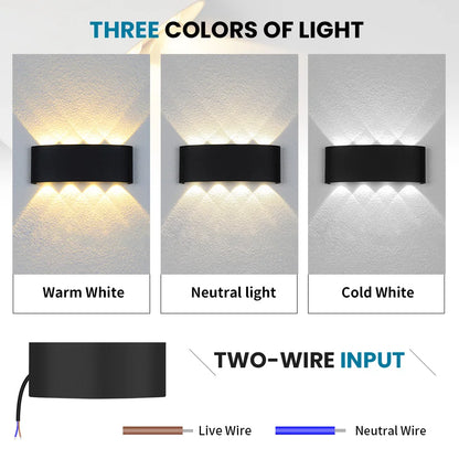 LED Wall Lamp Waterproof IP66 Indoor Outdoor Lamp  Garden Lights for Living Room Hallway Bedroom Decor