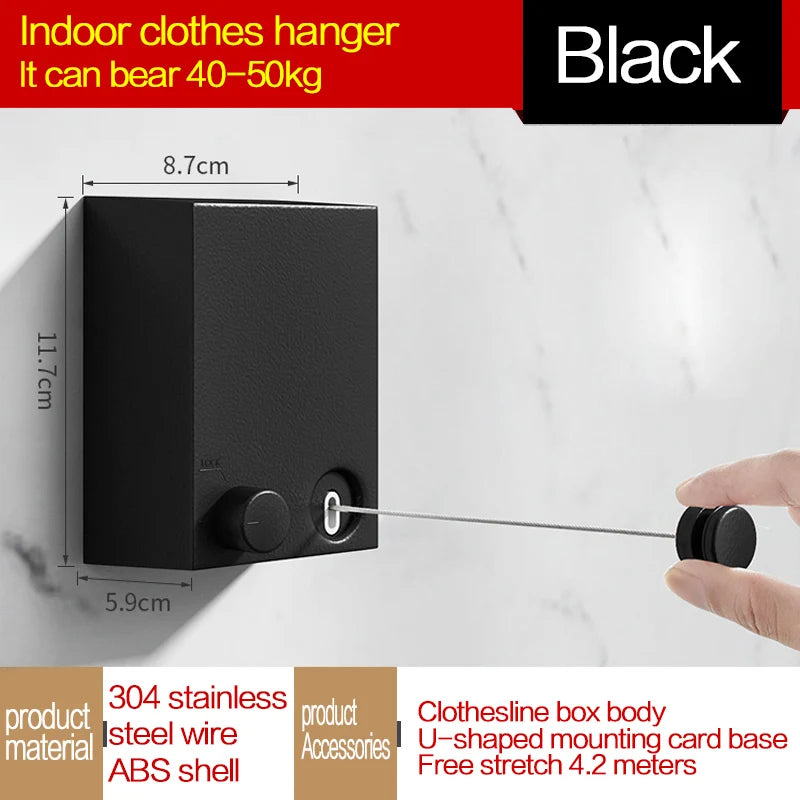 Stainless Seel Retractable Clothesline Pull-Out Clothes-Drying Machine Rope Space-Saving Clothes Drying Rack For Household