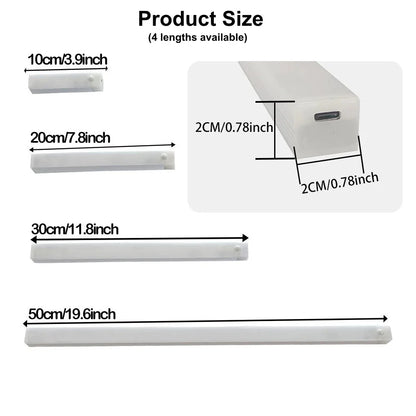 Cabinet Light USB Rechargeable Motion Sensor LED Bar Light Induction Night Light Portable for Kitchen Bedside Wardrobe Closet