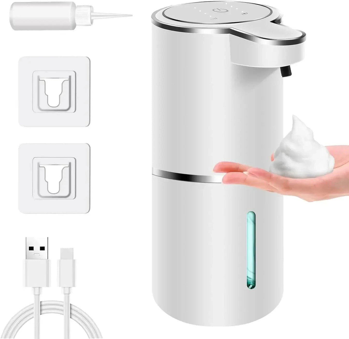 HOMEFISH Automatic Soap Dispenser Touchless Foaming Soap Dispenser 380ml USB Electric 4 Level Adjustable Foam Soap Dispenser