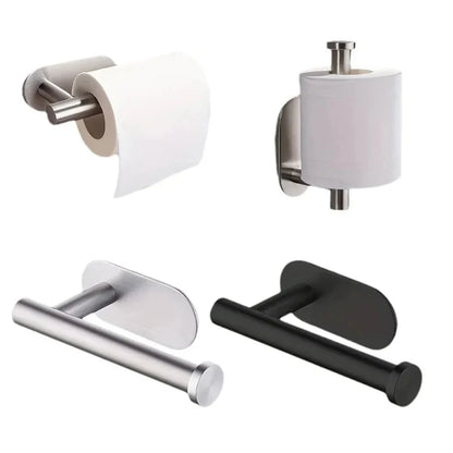 Stainless steel paper roll holder, wall-mounted without drilling, for kitchen, bathroom, wall, and paper towel storage rack.
