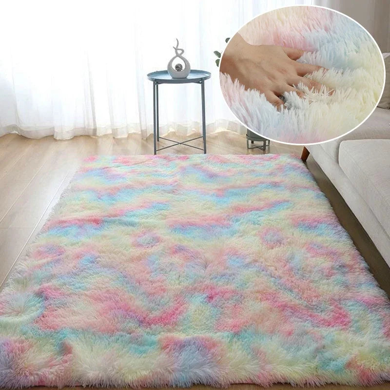 Clearance_VIKAMA Fall and Winter Tie-dye Shaggy Carpet Home Living Room Bedroom Sofa Cushion Coffee Table Cushion Bedside Rug Ca