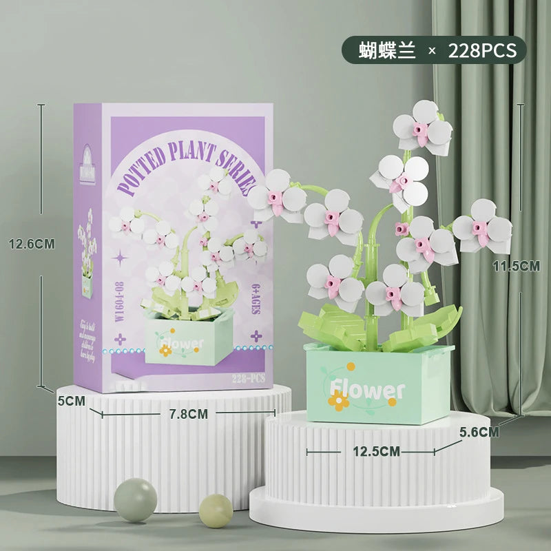 Flower Bouquet Mini Particle Building Blocks Flower Kit 3D DIY Creative Plants Micro Bricks for Home Decor Girl Gift Adults Kids