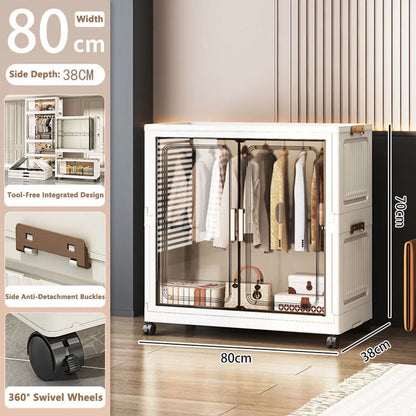 Folding Storage Cabinet Multi-Scene White/Black/Gray Home Office Kitchen Bathroom Multi-Functional Organizer with Doors