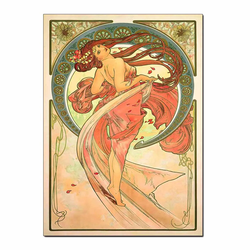 Art Nouveau Retro Poster Abstract Wallpaper Print Canvas Painting Wall Art Picture for Living Room Home Decor Aesthetic Mural