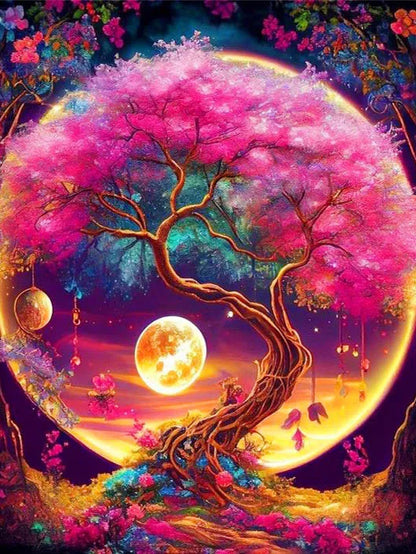 5D Diy Diamond Painting Fantasy Moon Tree Landscape Full Drill Rhinestones Mosaic Embroidery Handmade Products Home Decor Gift
