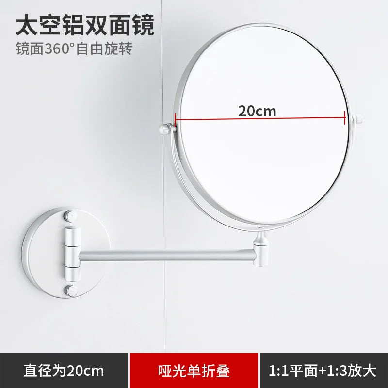 Bathroom Makeup Mirror Aluminum Black Gold Telescopic Mirror Folding Beauty Mirror Wall Hanging Double Sided Mirror Bathroom