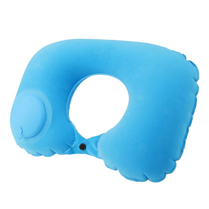 1pc U-Shaped Auto-Inflate Neck Pillow Home Office Car Use Travel Pillow Portable Comfortable Flocking Surface Pillow Gift