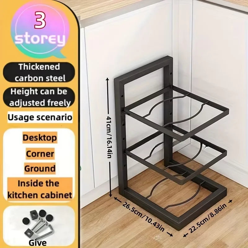 Pot and Pan Organizer Rack for under Cabinet Heavy Duty Pot Pan Rack under Sink Organizers and Storage Height Adjustable Cookwar