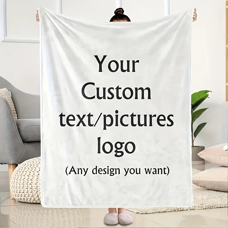 1 Piece of Custom DIY Personalized Photo Blanket for Your Loved One - Flannel Blanket with Personalized Photo, Soft and Warm, Suitable for Sofa, Bed, Office, Car, and Outdoor Travel - a Gift for Men and Women Suitable for All