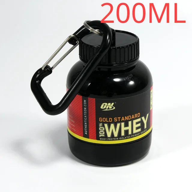 100/200ML Portable Mini Protein Powder Bottle with Keychain Health Funnel Medicine Box Container Small Cup Outdoor Sport Storage