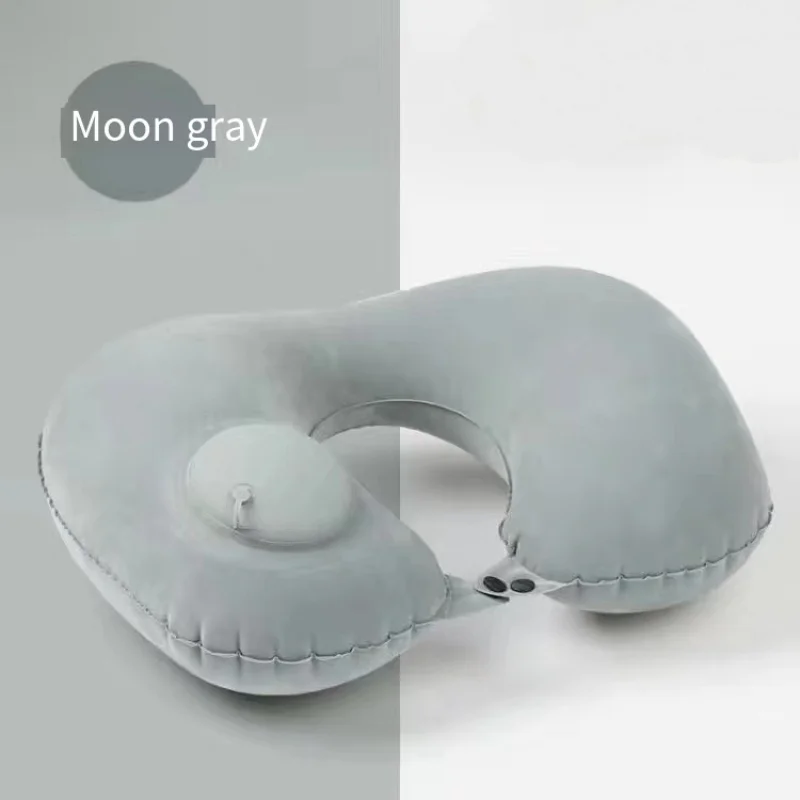 Portable Push-Inflatable U-Shaped Neck Pillow: Outdoor Travel Neck Support Pillow With 360° Free Rotation Contours To Neck Curve
