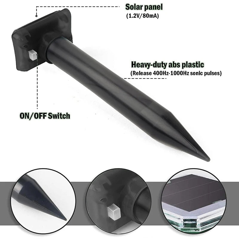 Outdoor solar-powered rat repellent P66 waterproof, suitable for courtyards, gardens, and farms