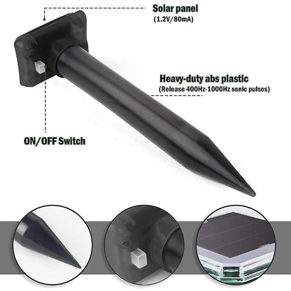 Outdoor solar-powered rat repellent P66 waterproof, suitable for courtyards, gardens, and farms