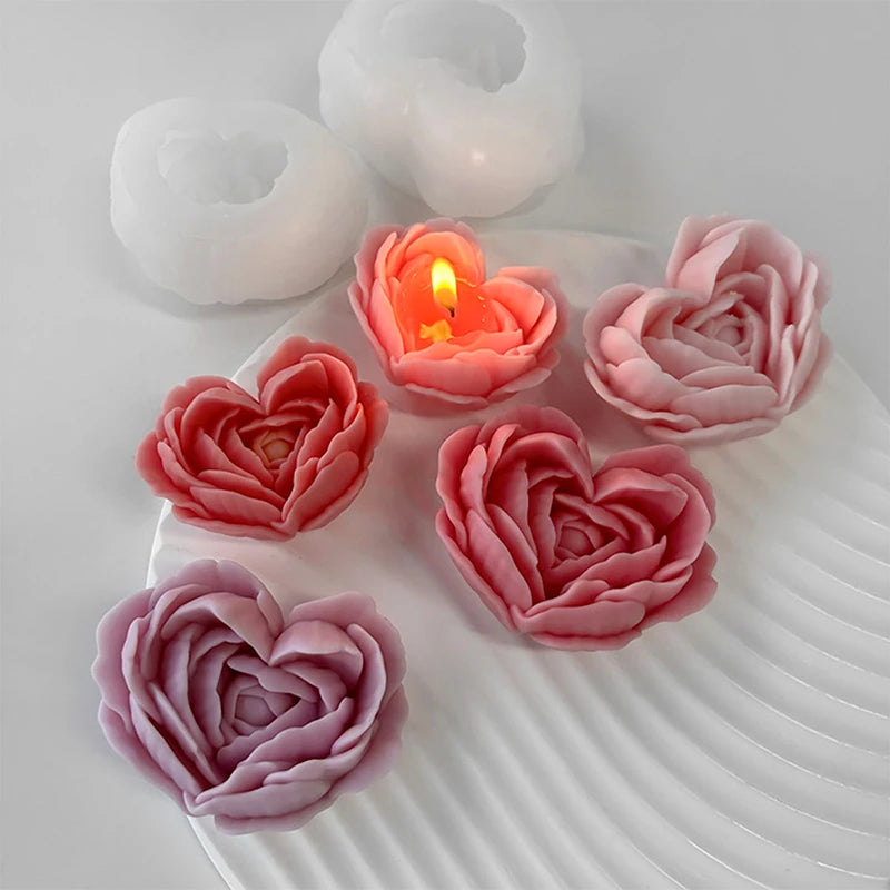 Heart shaped Rose Silicone Candle Mold Soap Resin Handmade Soap Aromatherapy Gypsum Mold