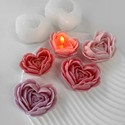 Heart shaped Rose Silicone Candle Mold Soap Resin Handmade Soap Aromatherapy Gypsum Mold