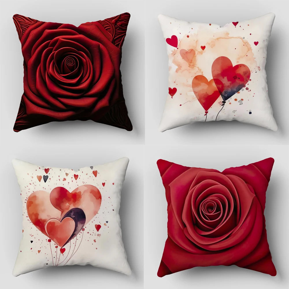 Heart Pillow Cover Valentine's Day Cushion Cover Pillow Case Office Chair Sofa Bed Home Decor Throw Pillow Cover