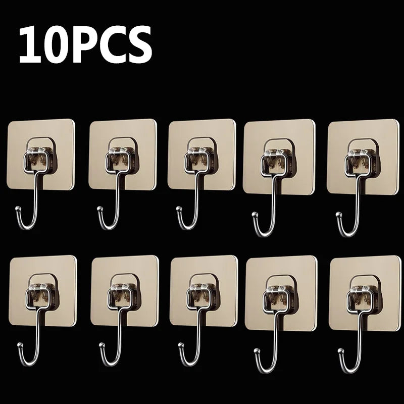10PCS Hook Strong Load-bearing Seamless Wall Mounted Suction Cup Hook No Punching Kitchen Bathroom Universal Adhesive Hook