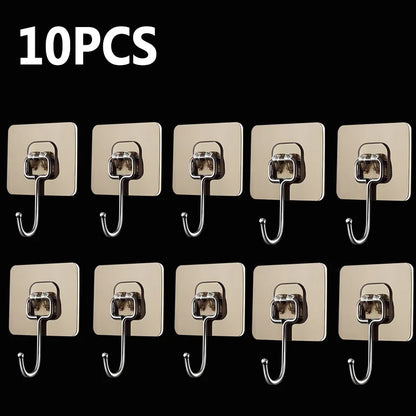 10PCS Hook Strong Load-bearing Seamless Wall Mounted Suction Cup Hook No Punching Kitchen Bathroom Universal Adhesive Hook