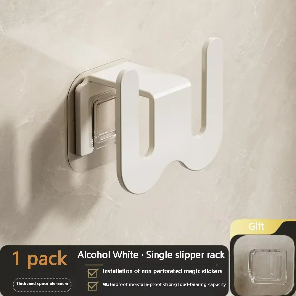 Non Perforated Simple Shoe Storage Rack Bathroom Door with Drainage on The Back Wall Bathroom Slipper Rack Wall Mounted Hook