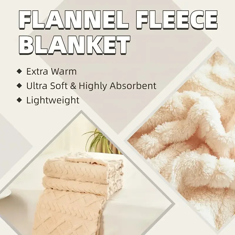 Ultra-Soft 3D Plush Fleece Blanket – Luxurious Dense Weave, Cozy Flannel Throw for Warmth