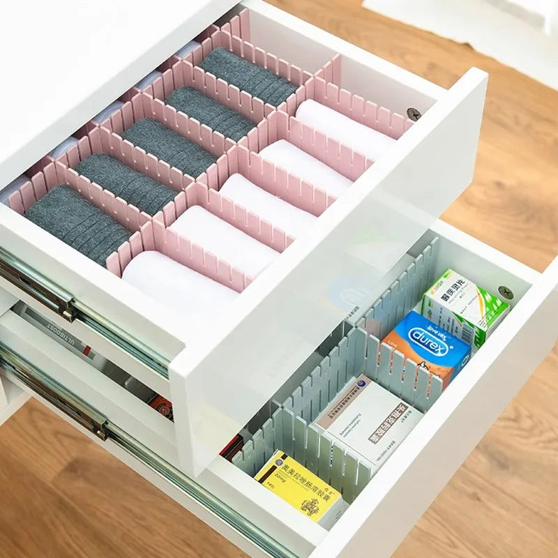 4/8 Pieces Adjustable Drawer Divider Partition Durable Storage Cosmetic Socks Underwear Drawer Clothes Organizer Cabinets