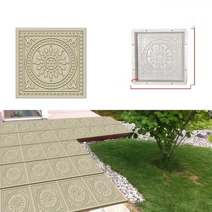 DIY Paving Casting Stepping Stone Square 1Pcs Road Concrete Mold Brick Antique Landscape Yard Decor Garden Reusable Making Tools