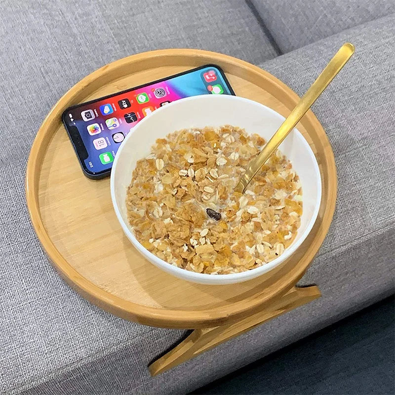 Sofa Tray Table Sofa Armrest Clip-On Tray Natural wooden Sofa Tray Practical TV Snack Tray for Remote Control Coffee Snacks