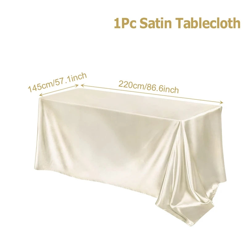 Rectangle Tablecloth Satin Table Cloth Bright Smooth White Pink Solid Color Table Cover Wedding Party Supplies Table Decors