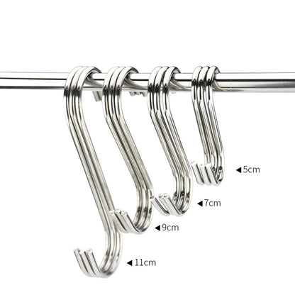 10pcs Stainless Steel S Shaped Hook Kitchen Bathroom Clothing Hooks Multi-functional Metal Hanging Hook