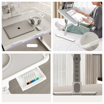 Adjustable Laptop Bed Tray Table Portable Standing Desk with Storage Drawer Foldable Lap Tablet for Sofa Comfortable Viewing