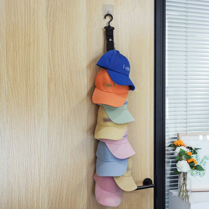 Rotating Hanging Rope Organizer - No Drill Closet Hat Rack for Dorm, Vertical Space Saver with 8 Hooks