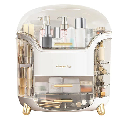 Cosmetic Storage Box with Lid and Drawers, Countertop Makeup Organizer Case, Waterproof & Dustproof Cosmetics Rack