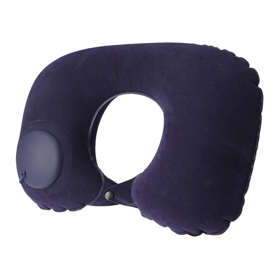 1pc U-Shaped Auto-Inflate Neck Pillow Home Office Car Use Travel Pillow Portable Comfortable Flocking Surface Pillow Gift