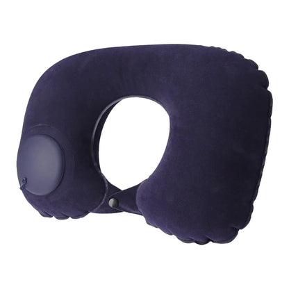 1pc U-Shaped Auto-Inflate Neck Pillow Home Office Car Use Travel Pillow Portable Comfortable Flocking Surface Pillow Gift