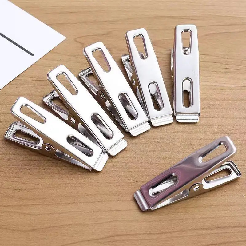 20Pcs Stainless Steel Clips Thickened for Drying Clothes Thickened for Drying Socks Small Clips Flat Mouth Clips Stainless Steel